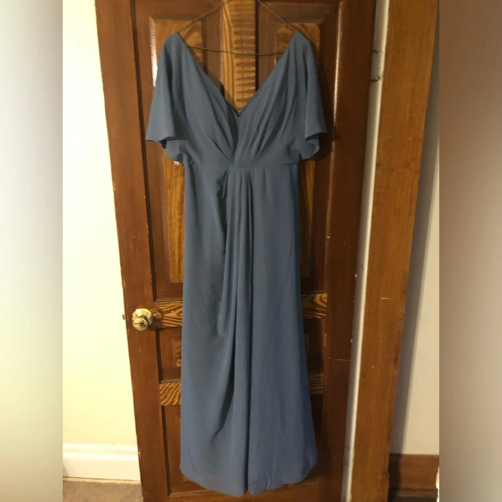 Revelry Dusty blue Gwen Chiffon Bridesmaid dress - Picture 2 of 6